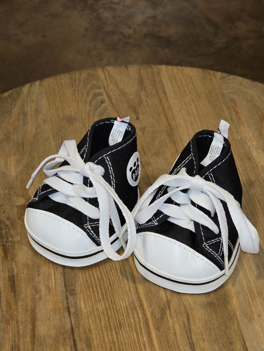 Build-A-Bear Black White High-Top Canvas Sneakers Bear Shoes Plush Accessory